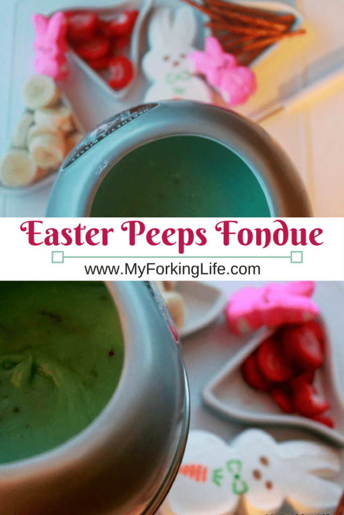 Peeps Easter Fondue. Have fun this is Easter with Peeps candy and white chocolate