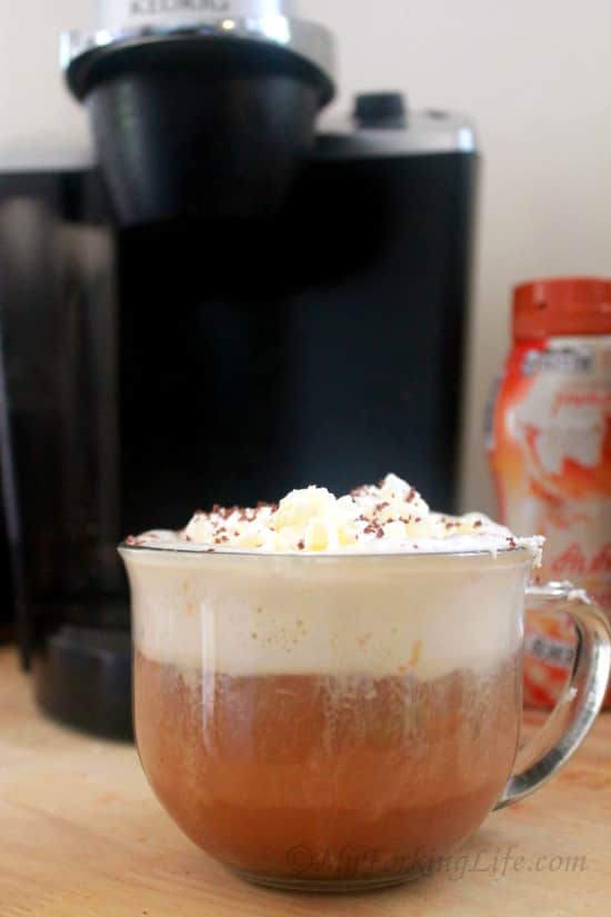 coffee in front of coffee machine