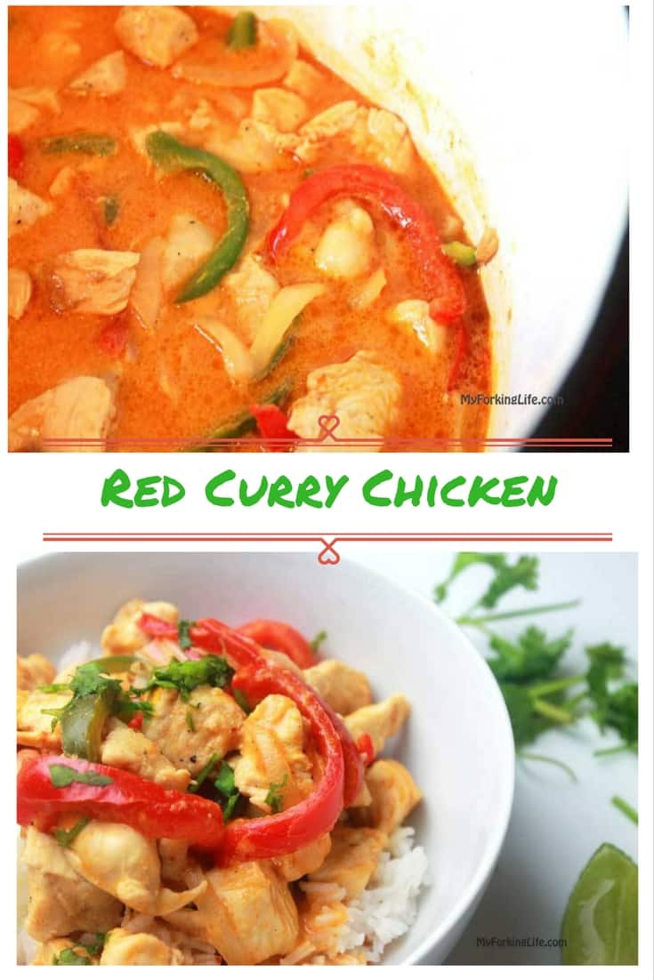 pinterest image of red curry chicken