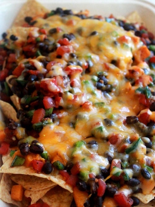 sweet potato black bean nachos finished dish