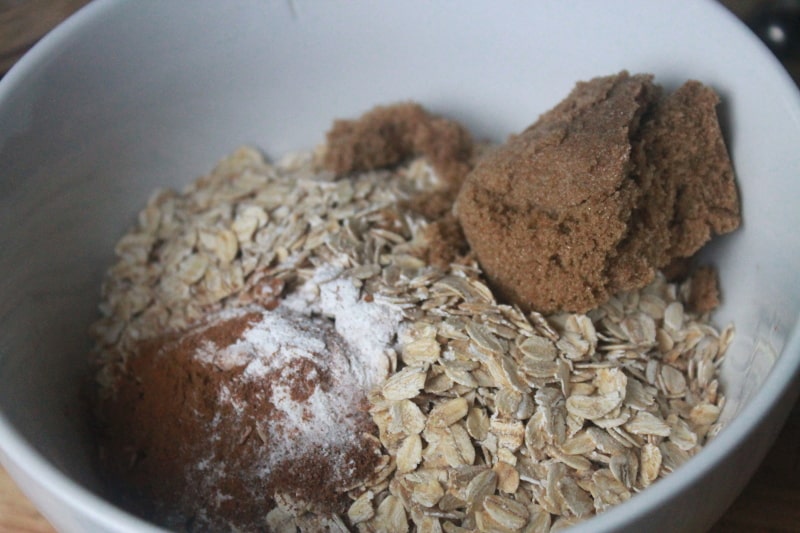 oatmeal mix in a white bowl