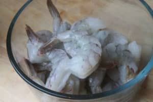 shrimp deveined and defrosted in bowl