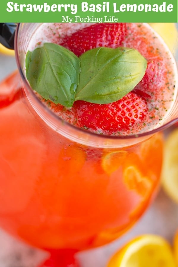 strawberry basil lemonade pin for pinterest