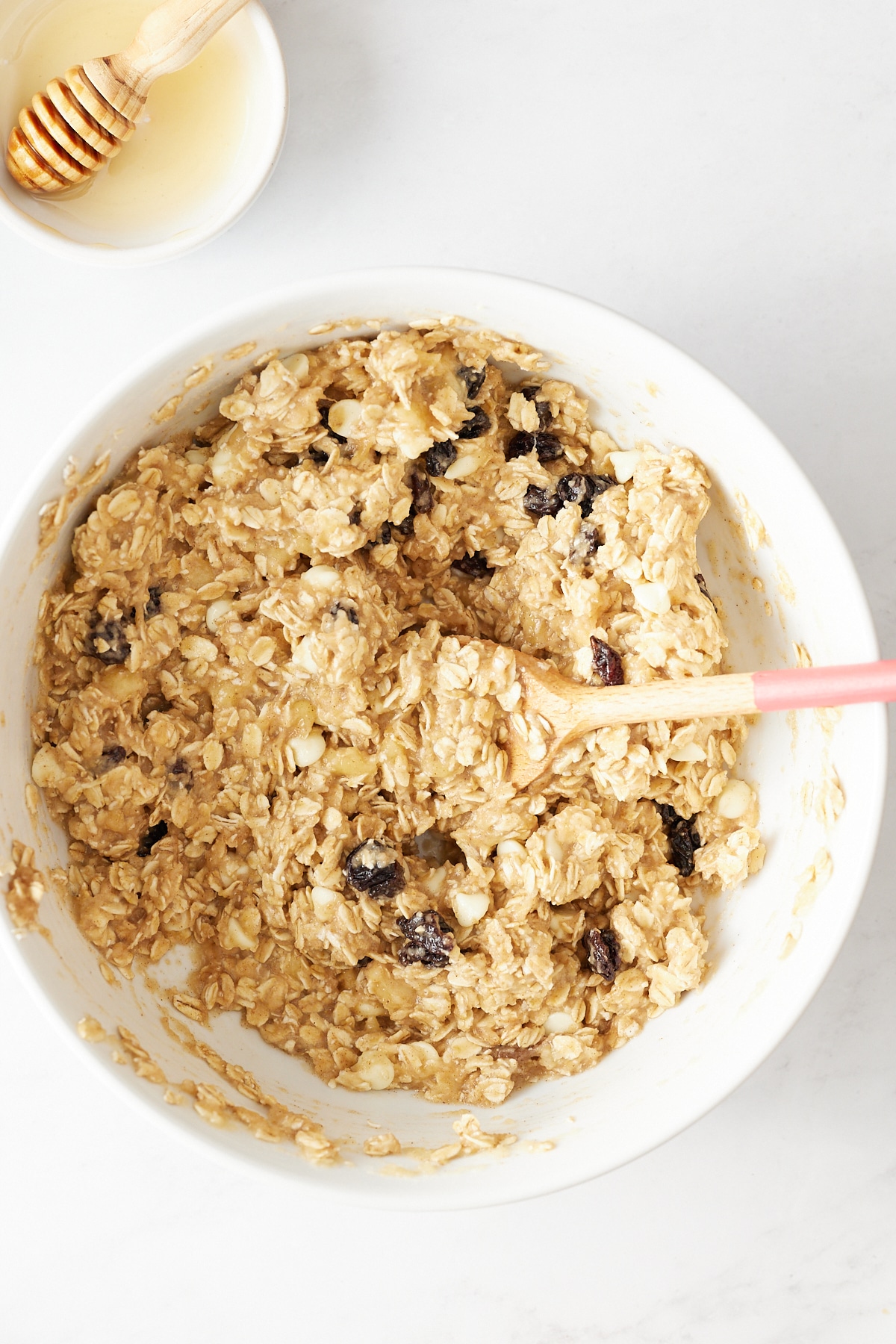 ingredients for banana oatmeal breakfast cookies in a bowl