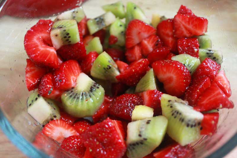 strawberries and kiwi in bowl