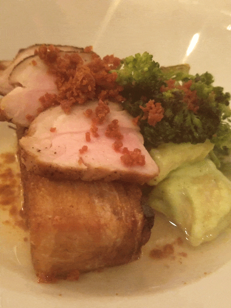 pork belly tenderloin on plate 