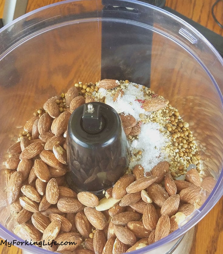 spices and nuts in food processor