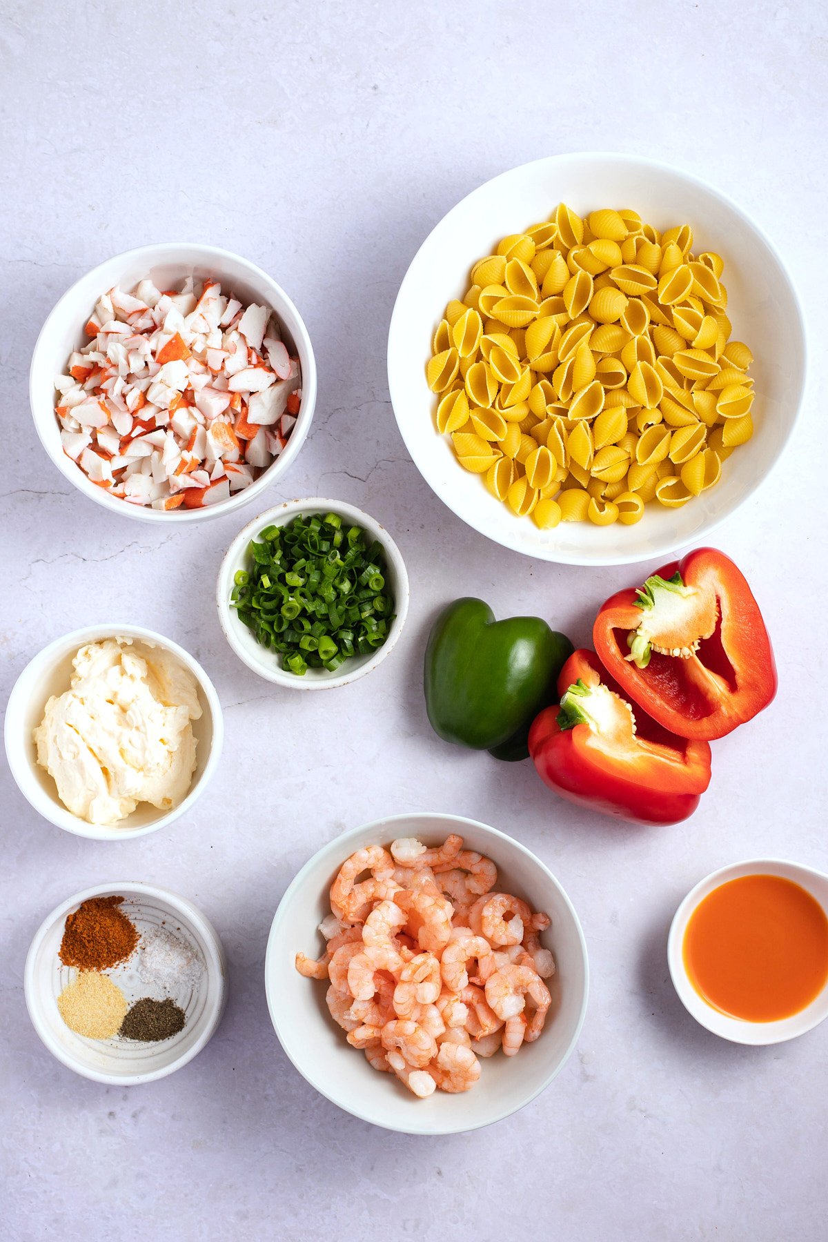 ingredients for seafood salad layed out