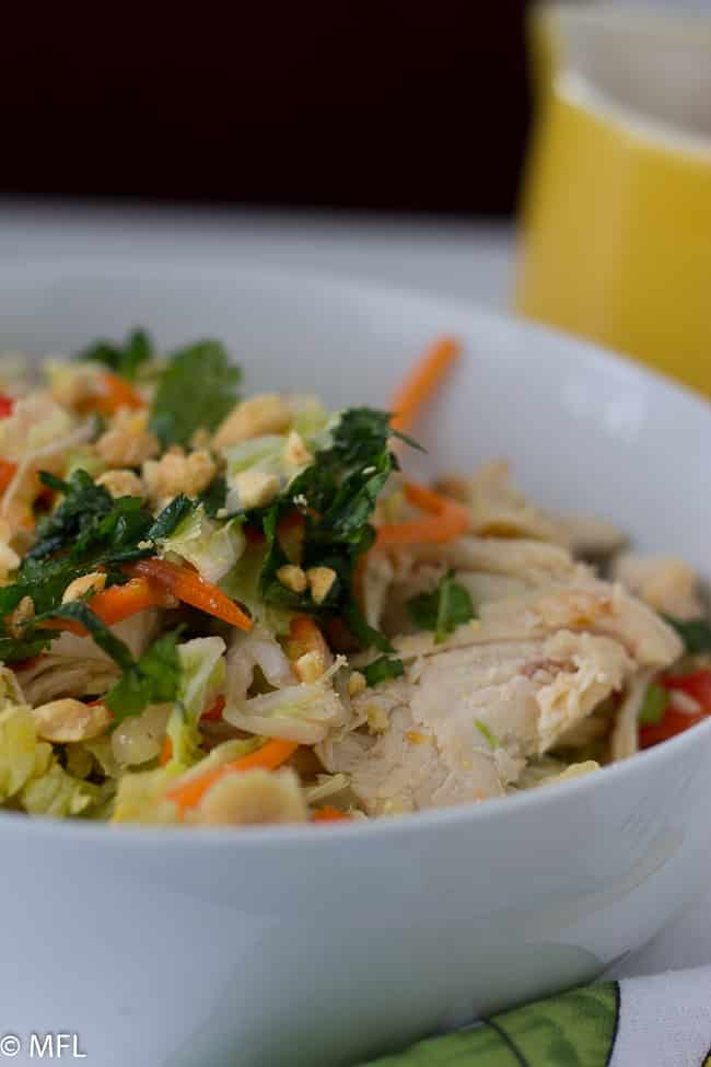 chicken salad in white bowl