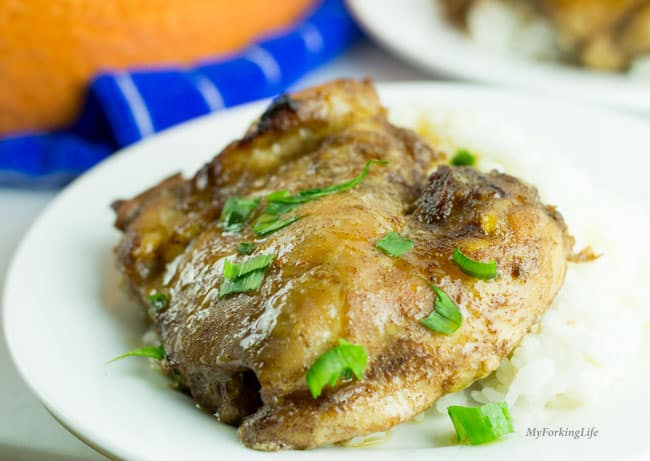 chicken thigh on white plate