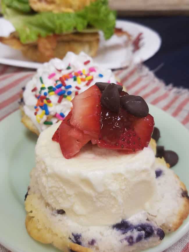 biscuit with ice cream on top