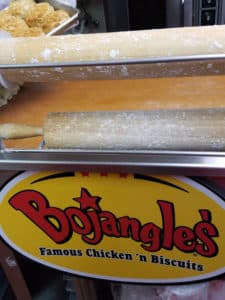 photo of rolling pins over bojangles sign