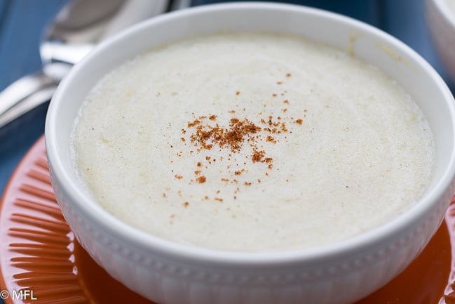 instapot cornmeal porridge in a white bowl