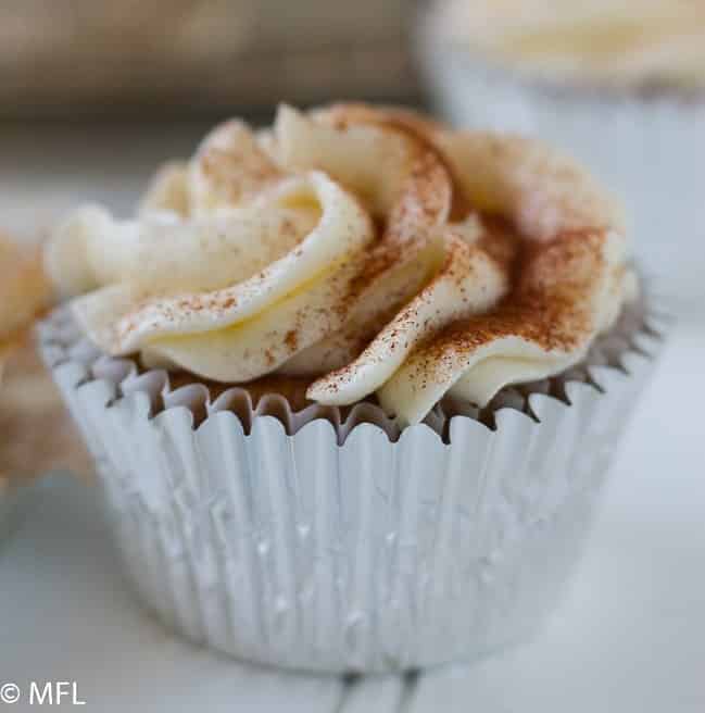 chair tea cupcake topped with buttercream and in foil cupcake liner
