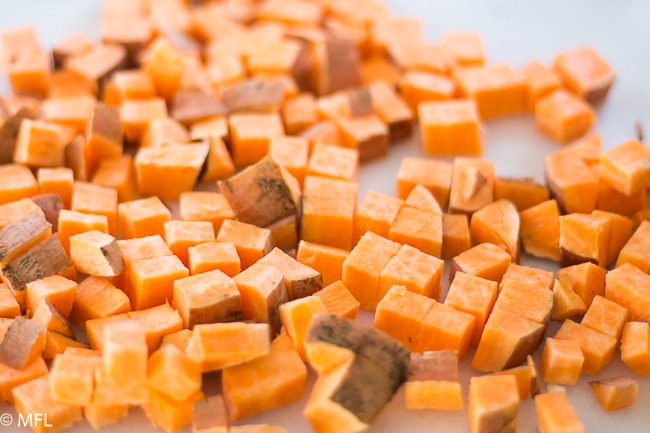 sweet potato cut on white background