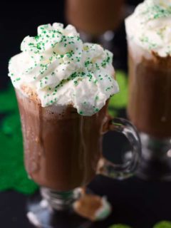 Shamrock Mint Hot Chocolate Recipe. Great drink for St. Patrick's Day.