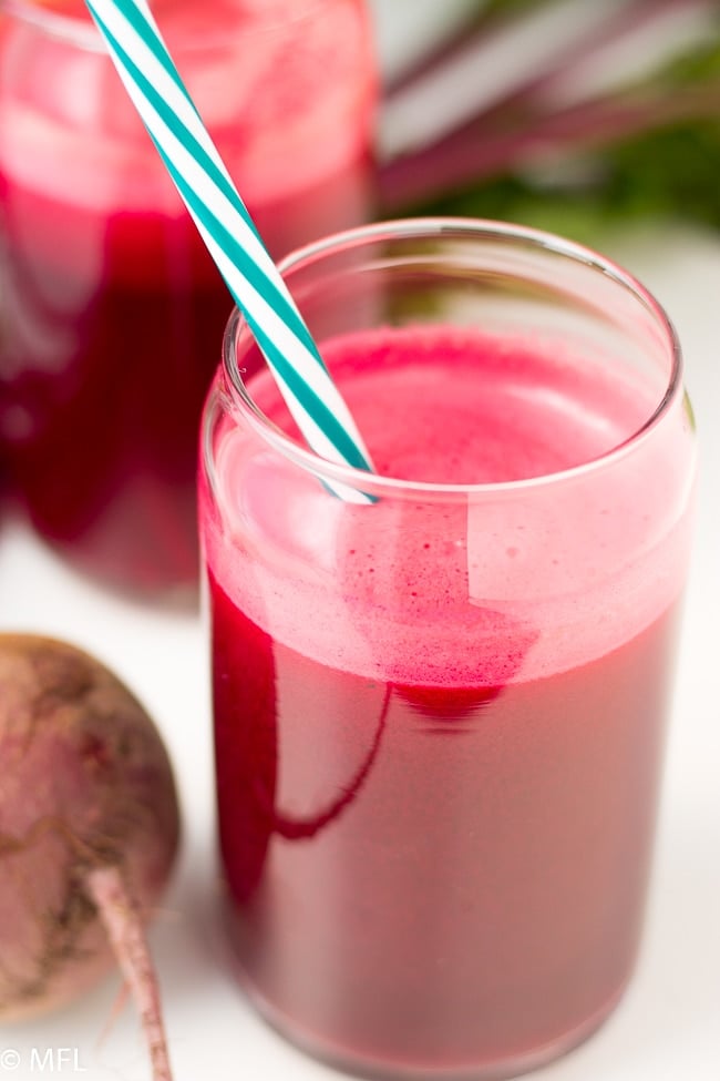 beet juice in a glass