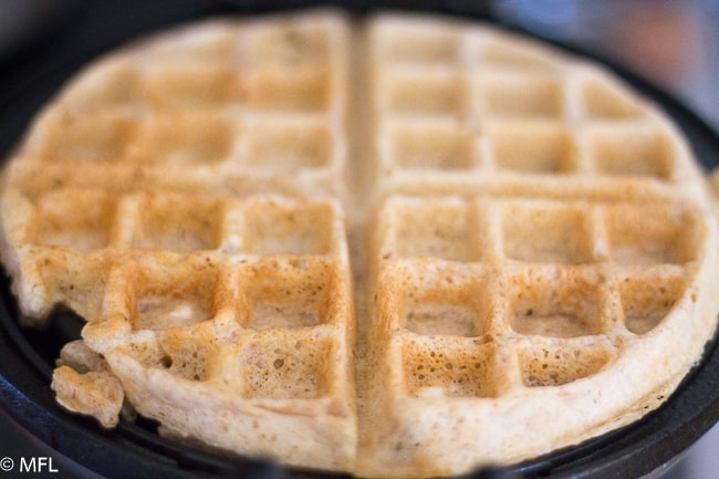 cooked waffle in waffle iron