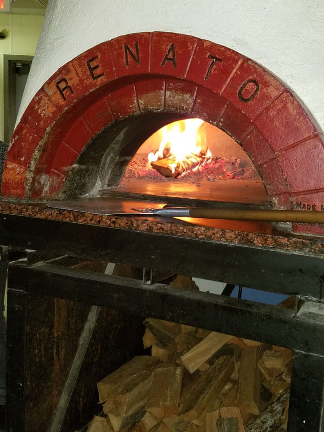 wood fire oven with wood pieces under it