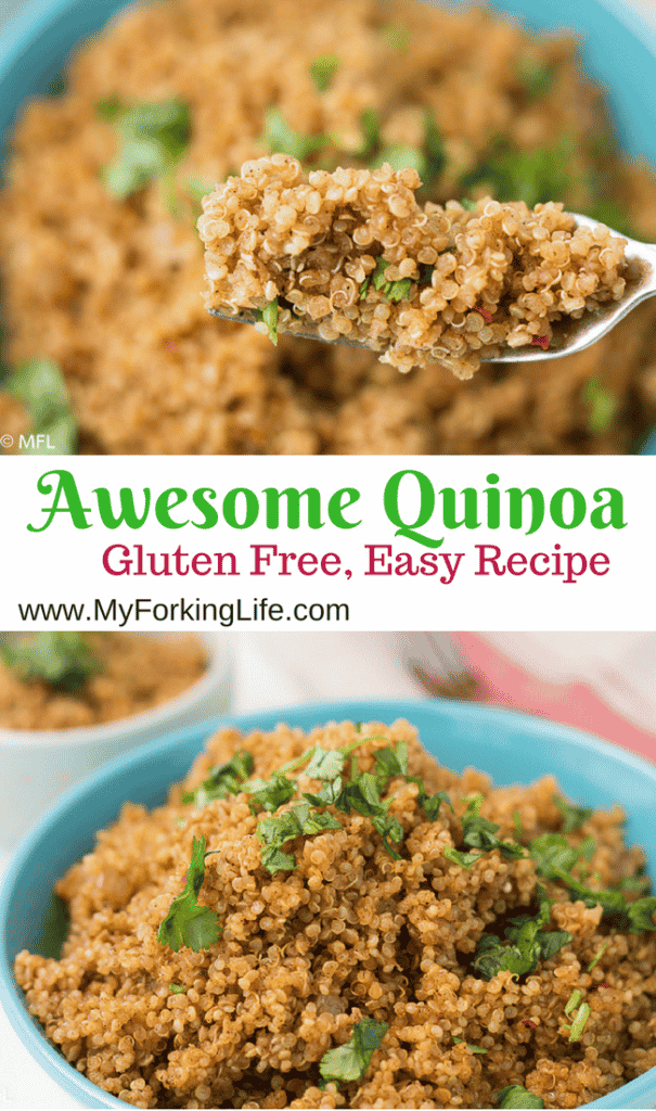 This Awesome Quinoa Recipe is a delicious healthy side dish. Gluten free. Full of flavor. This healthy quinoa dish is a family favorite. 