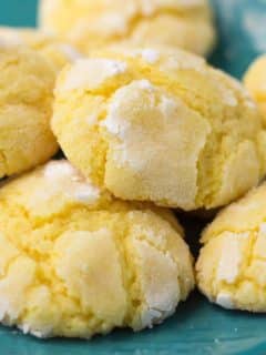 lemon crinkle cookies on a plate
