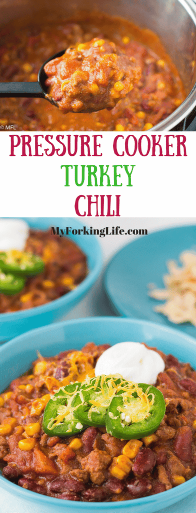 pressure cooker turkey chili. Make this recipe in your Instant Pot or any other pressure cooker for a quick meal. Tasty and healthy