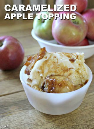carmelized apple topping with icecream and apples