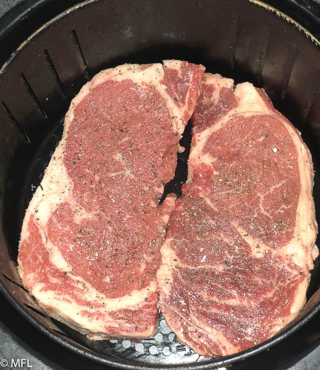 Air Fryer Steak with Garlic Herb Butter. 