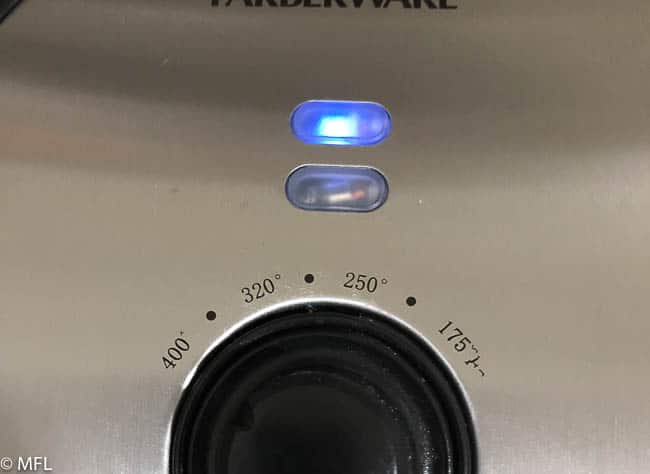 air fryer display with blue light