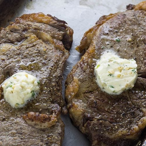 Perfect Air Fryer Steak with Garlic Herb Butter - My Forking Life