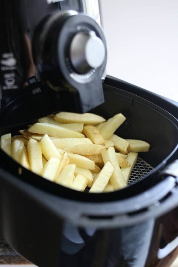 french fries in air fryer basket