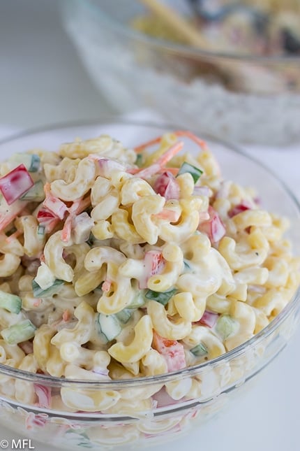 Hawaiian macaroni in glass bowl