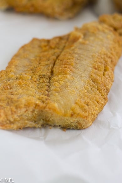 cooked air fryer fish filet on paper