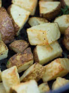 These Breakfast Air Fried Potatoes are crispy on the outside and tender on the inside, just how breakfast potatoes should be. Step by step photos included to get the perfect breakfast potatoes in the air fryer.  #airfryer #healthy #airfriedpotatoes #easy #airfryerrecipes #myforkinglife #potaesintheairfryer