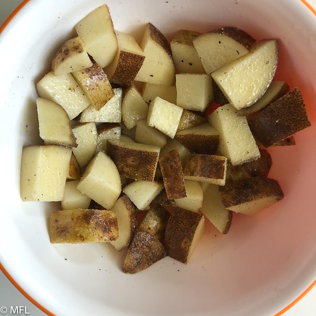 potatoe pieces in bowl