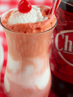 cheerwine float. Vanilla bean ice cream covered in cherry flavored soda. #cheerwine #cheerwineicecream