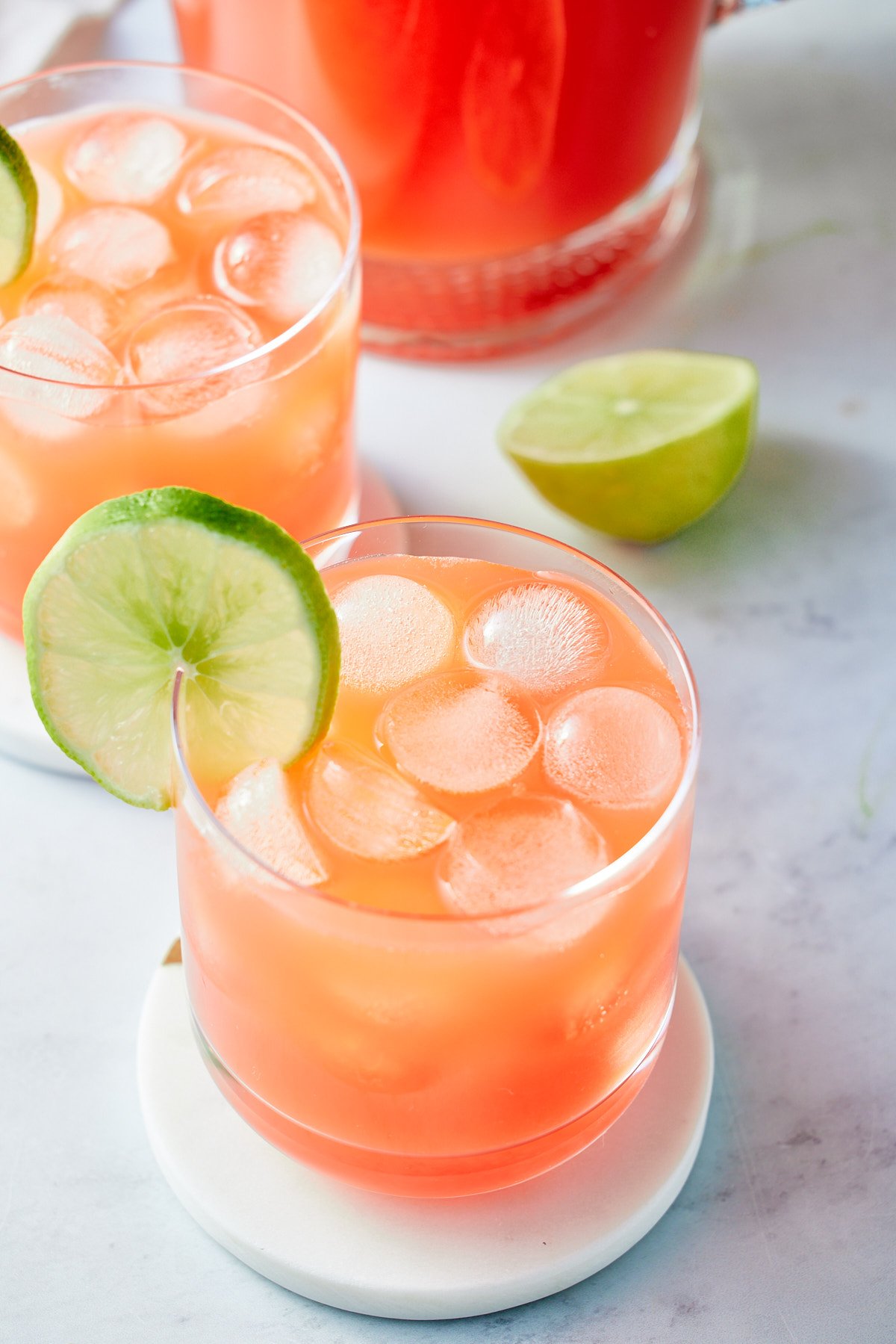 rum punch in glass with flamingo on top