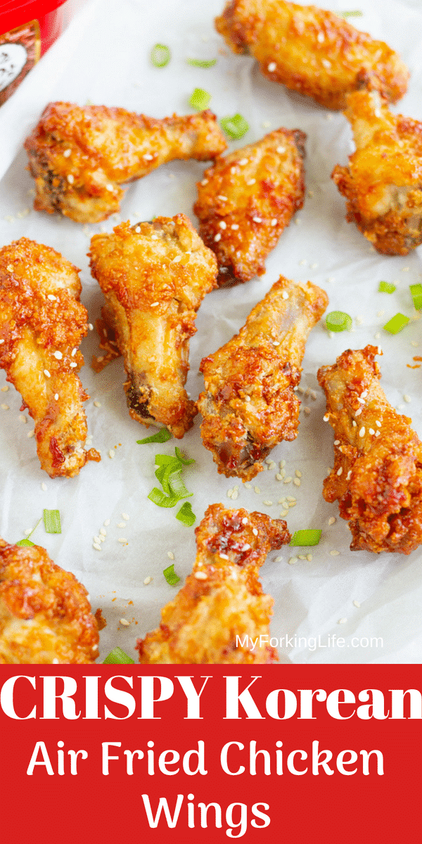 pinterest image of crispy air fried chicken wings