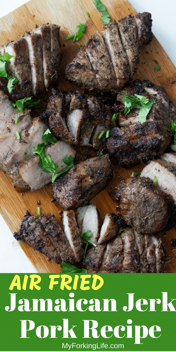 pinterest image air fried jamaican jerk pork