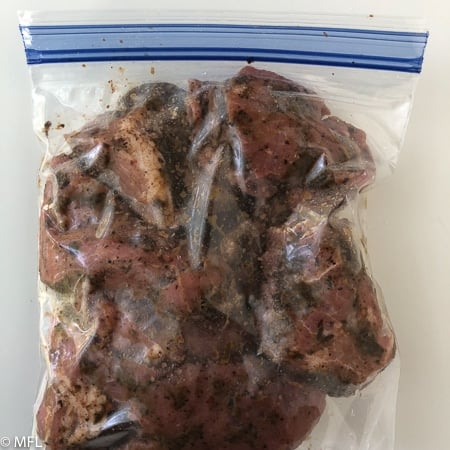marinated pork in bag