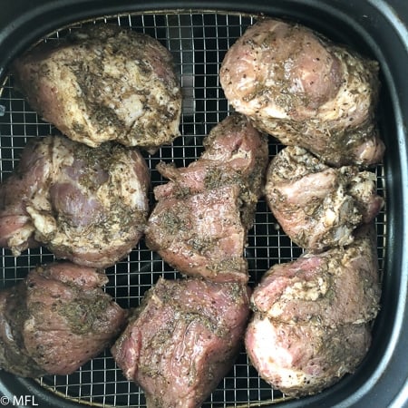 pork in air fryer basket