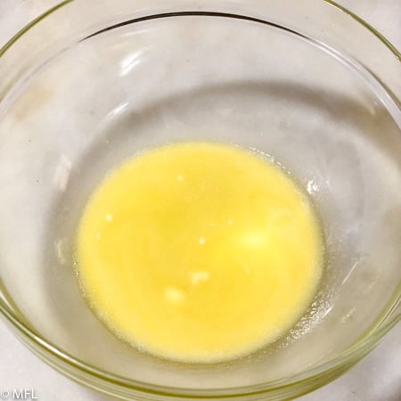 melted butter in glass bowl