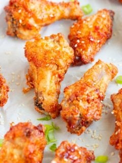 air fried chicken wing with green onion