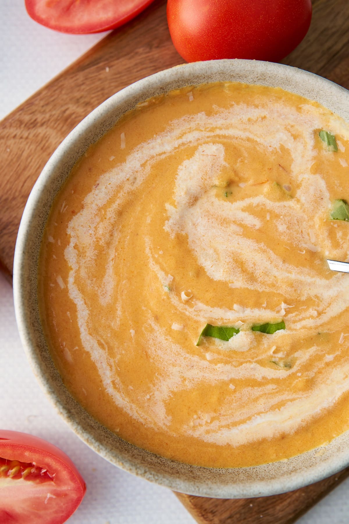 roasted tomato soup in bowl