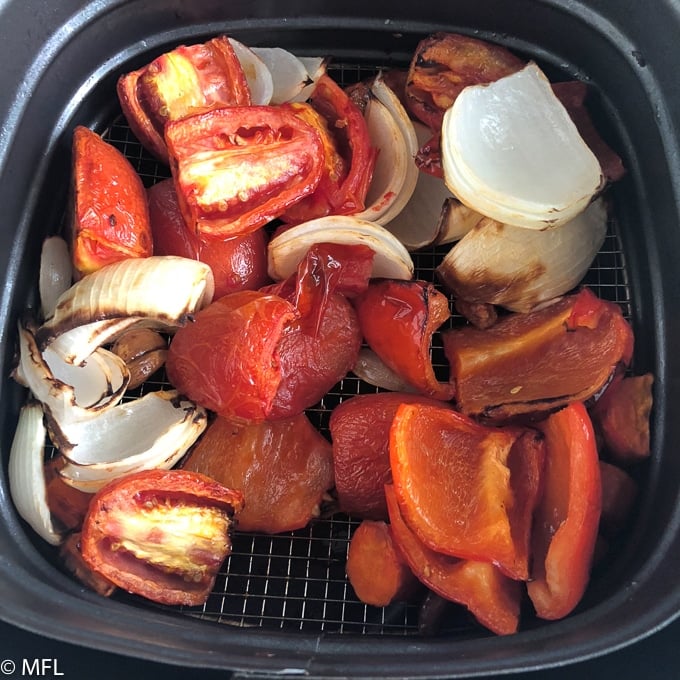 vegetables in basket after air frying