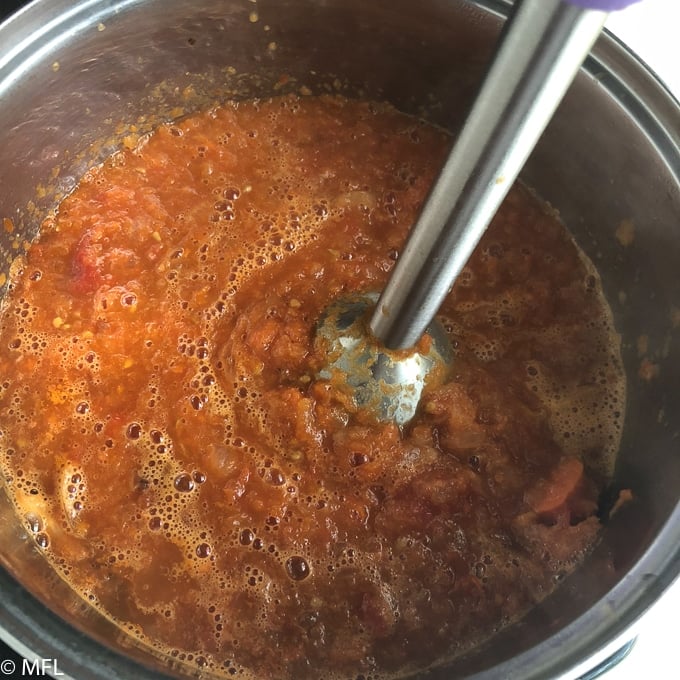 vegetables blended with immersion blender