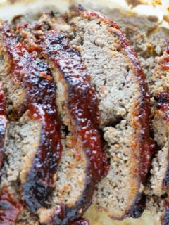 Meatloaf in Air fryer sliced.