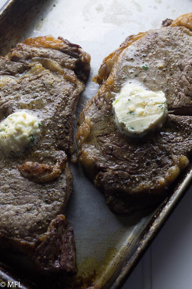 steak with butter on top