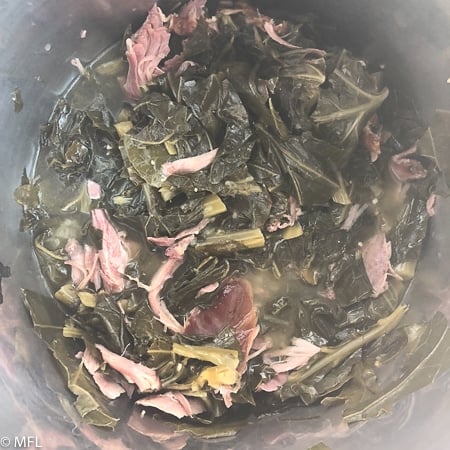 finished pressure cooker collard greens in instant pot