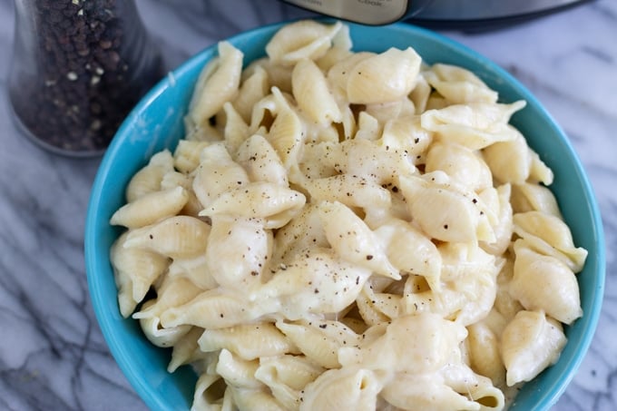 white cheddar pressure cooker pasta on a plate